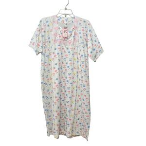 Just Love Womens Floral Nightgown Cotton Jersey Lace Trim Sleep Dress XL Cottage